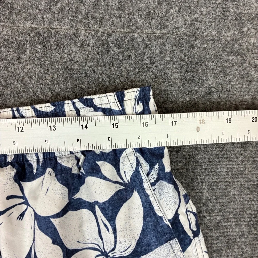 OP Ocean Pacific Mens Size Large Navy White Hibiscus Floral Swim Trunks Shorts